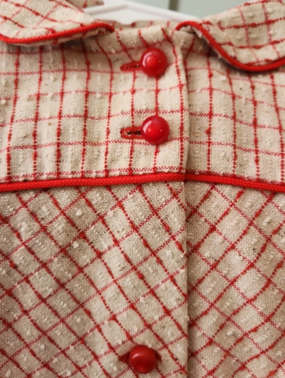 Vintage Christmas Winter Red Plaid Coat Jacket size 3t 4t smocked like